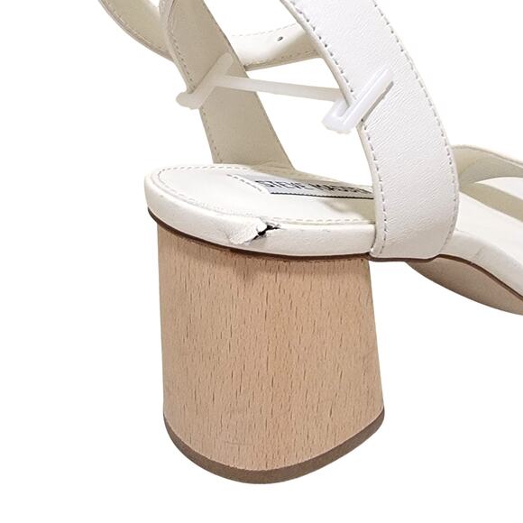 Steve Madden Women Mindi Ankle Strap Block Heel Sandal Size US 10M White Leather - Picture 4 of 7